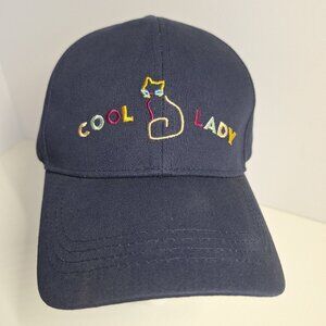 Cool Cat Lady Sonoma Womens Adjustable Baseball Cap Navy Embroidered 100% Cotton